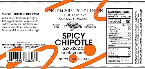 Terrapin Ridge Farms Spicy Chipotle Garnishing Sauce – Smoky & Zesty Sauce for Tacos, Sandwiches, Seafood & More – 36 Ounce Squeeze Bottle (Pack of 1)