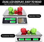 Price Computing Scale 88lb/40kg LCD Digital Commercial Price Scale with Stainless Steel Platform,Produce Scale & Food Scale for Farmers Market, Retail Outlets, Meat Shop (Flat Plate)