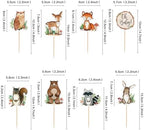 Ercadio 32 Pcs Woodland Party Cupcake toppers Picks Oh Baby Party Decorations Woodland Animals Cake Woodland Theme Baby Boy Girl Birthday Favors Woodland Party Supplies