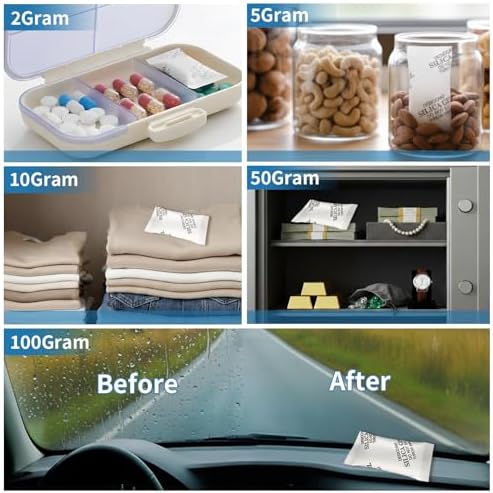 MakMeFre 10Gram(100Packets) Food Grade Moisture Absorbers Silica Gel Packs Desiccant for Moisture Storage Control