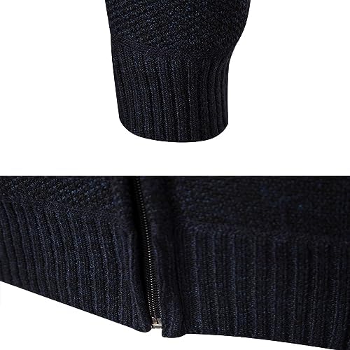 Mylldey Mens Hoodies Knit Sweater, Full Zip Fleece Lined Cardigan Sweaters Casual Regular Fit Knit Hooded Men Sweater Jacket