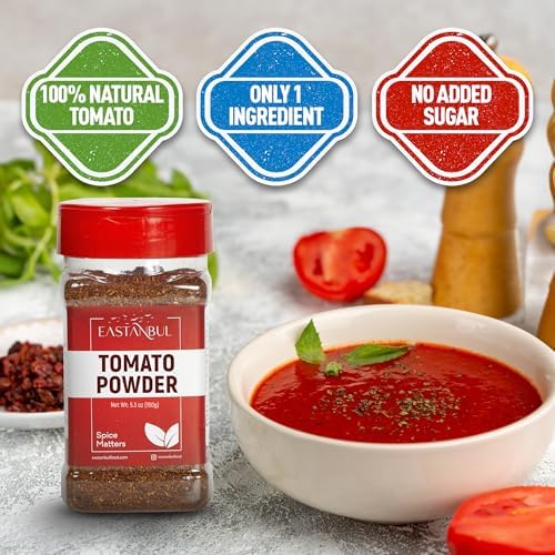 Eastanbul Tomato Powder, Tomato Powder For Cooking, Ground Pure Dried Seasoning, Flavor Enhancing%100 Natural, Everyday Use, Top Culinary Grade, Sodium and Gluten Free, 5.3oz