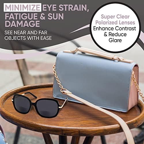 Yogo Vision Bifocal Reading Sunglasses for Women UV400 Sun Protection Outdoor Stylish Square Frame Reader Eyewear