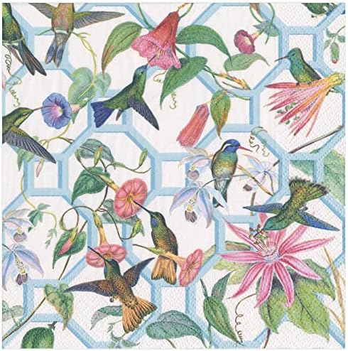 Caspari Hummingbird Trellis Paper Dinner Napkins - 40 Count