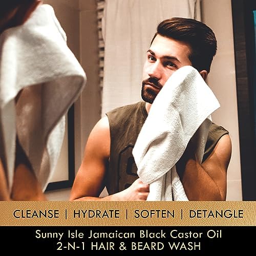 Sunny Isle Jamaican Black Castor Oil 2-in-1 Hair & Beard Wash - Cleanses, Hydrates, Sulfate Free - 12oz