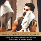 Sunny Isle Jamaican Black Castor Oil 2-in-1 Hair & Beard Wash - Cleanses, Hydrates, Sulfate Free - 12oz