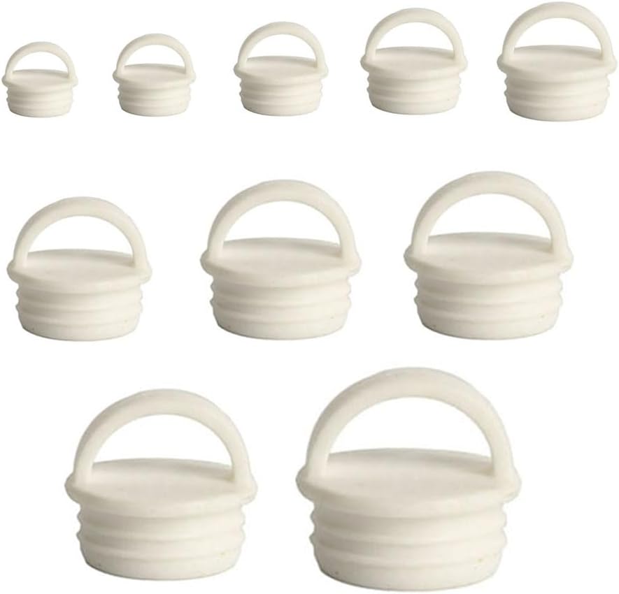 10 Pack Mop Bucket Drain Plug Replacement End Cap Stopper Rubber Sealing Plugs with Ring Grip for Spin Flat Mops and Buckets System Water Tub Tubing Holes Bathtub Kitchen Bathroom