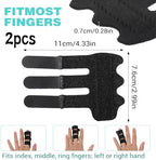 2pcs Finger Brace Finger Splint Adjustable Trigger Fingers Support Brace Fingers Straightening Joint Stabilizer for Thumb Index Middle Ring Pinky Hand Mallet Black