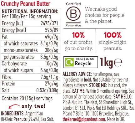 PIP & NUT Crunchy Peanut Butter, 1 KG
