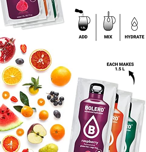 Bolero- Sugar Free Drink Mix Packets Assorted Fruit Flavors | Powdered Flavored Water Packets | 12 Large Sachet On The Go Packets
