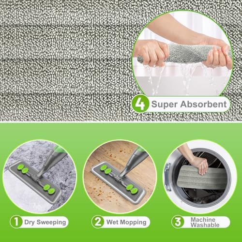 Spray Mop for Floor Cleaning - Wet Dry Hardwood Floor Mops with 3 Microfiber Washable Pads for Swiffer Powermop - Flat Mop with Sprayer for Tile Wood Laminate Vinyl Marble Kitchen