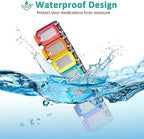 Fullicon Weekly Pill Organizer 7 Day Ultra Moisture and Spill Proof Daily Pill Box, Large Medicine Case with Secure Buckle, Compact Travel Pill Container for Pill, Vitamin, & Fish Oil (Rainbow Black)