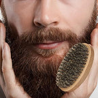 Fan Wu Beard Brush & Wood Comb Set with Velvet Travel Pouch – Natural Boar Bristle Grooming Kit, Anti-Static, No Shedding (Unlike Metal/Plastic Kits) for Beard, Mustache & Hair – Gift for Men