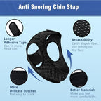 Chin Strap for Sleeping, Effective Anti Snoring Devices, Airflow Jaw Strap for Sleep Apnea Breathable and Comfortable, Adjustable Anti Snoring Chin Strap AABB