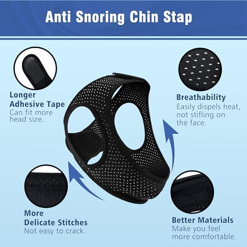Chin Strap for Sleeping, Effective Anti Snoring Devices, Airflow Jaw Strap for Sleep Apnea Breathable and Comfortable, Adjustable Anti Snoring Chin Strap AABB
