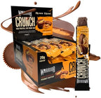 Warrior HIGH PROTEIN BARS (20g Protein each) - Low Carb, Low Sugar - Pack of 12 Caramel Crispy Crunch Bars - Dark Chocolate & Peanut Butter