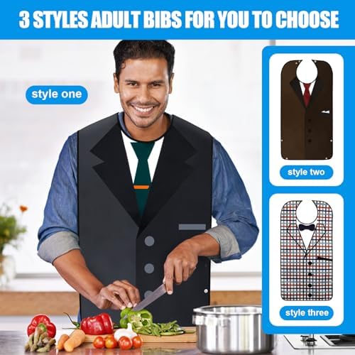 TaTazon Adult Bibs, Bibs for Men Eating Washable, Reusable Adult Clothing Protectors with Crumb Catcher