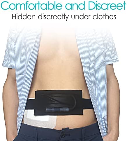 Breathable Peritoneal Dialysis Belt with Mesh Pocket PD Catheter Holder Accessories No-Bounce Pouch for Secure Transfer Set Peg G Feeding Tube Stomach Adults Women Men Black