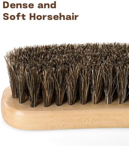 Cowboy Hat Brush, 100% Horsehair Brush for Cleaning, Lint Brush Removes Dust, Pet Hair, Cleaning Kit for Suede, Felt Hats, Wool Coats, Suits, Clothes, Shoes, Furniture, Wood Handle with Storage Bag