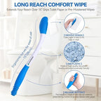 Toilet Aids Set for Wiping - Long Handle Butt Wiper, Anti-Slip Curved Handle Bath Body Brush and Curve Hair Brush for People Overweight, Elderly and Disabled People（3PCS Personal Hygiene Kit)
