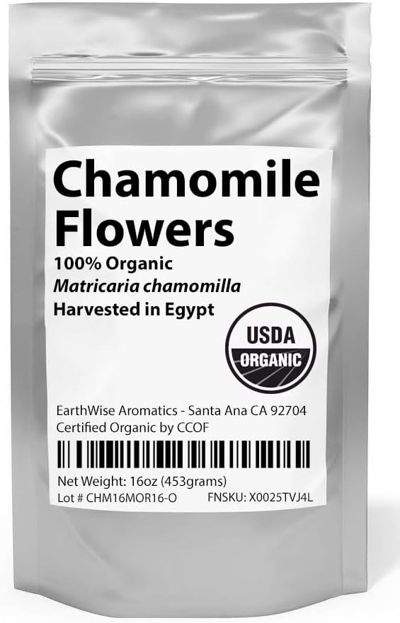 Organic Chamomile Flowers - 1 lb (16oz) - Herbal Tea - 100% Organic - Flor de Manzanilla - EarthWise Aromatics