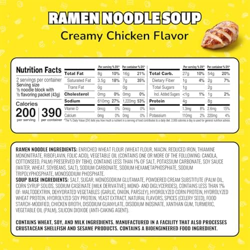 Maruchan Ramen Creamy Chicken, Instant Ramen Noodles, Ready to Eat Meals, 3 Oz, 24 Count