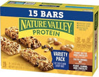 Nature Valley Protein Bars Variety Pack, Gluten Free Chewy Granola Snack Bars, 10g Protein, Peanut Butter Dark Chocolate, Salted Caramel Nut, Peanut Almond Dark Chocolate, 15 Count, 21.3 oz Box
