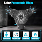 50 Gallons Pneumatic Mixer, 1.135m/3.72ft Stainless Steel Detachable Drum Mixer Silver Coating Mix Tool Barrel Paint Mixer of 50-2000rpm Stepless Speed with Built-In Silencer