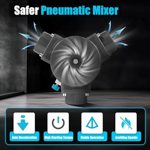 50 Gallons Pneumatic Mixer, 1.135m/3.72ft Stainless Steel Detachable Drum Mixer Silver Coating Mix Tool Barrel Paint Mixer of 50-2000rpm Stepless Speed with Built-In Silencer