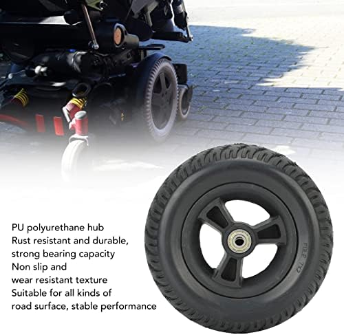 7in Wheel Replacement for Wheelchairs, Heavy Duty Solid Front Wheelchair Wheel Solid Tire Wheel Assembly