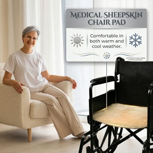 Natural Sheepskin for Bed Sores and Skin Irritation | 100% Real Medical Sheepskins with Non-Slip Back for Pain Relief and Discomfort, Wool Seat Pad, Natural, 17 in. x 17 in.