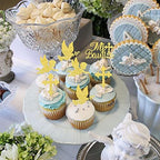 24 Pack Spanish Mi Bautizo Cupcake Toppers with Glitter Cross Angel Dove Baptism Cupcake Picks Decorations for Religious God Bless Theme Baby Shower Kids Birthday Christmas Party Supplies Gold