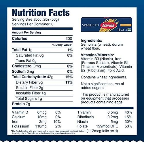 Barilla Spaghetti Pasta, 16 oz. Box (Pack of 20) - Non-GMO, Made with Durum Wheat Semolina - Kosher Certified