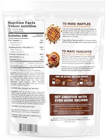 PEScience Protein Pancake Mix for Protein Waffles and Pancakes, Just Add Water, Whey and Casein Blend, Amazing Taste and Fluffy Texture - Homestyle Buttermilk, 12 Servings