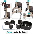 Cane Holder for Nitro Rollators with Flat Frame, Drive Walker Cane Holder, Adjustable Crutch Bracket for Wheelchairs, Rollators, Knee Scooters, Assistant Holder for Cane or Stick Users, Black