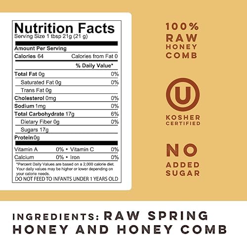 Goshen Amish Extremely Raw Pure Spring Comb Honeycomb 100% All Natural Domestic NY Antioxidant Antimicrobial Enzymes and Minerals Health Benefits Unfiltered Unprocessed Unheated Honey 14.10 oz
