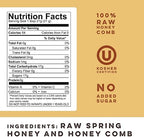 Goshen Amish Extremely Raw Pure Spring Comb Honeycomb 100% All Natural Domestic NY Antioxidant Antimicrobial Enzymes and Minerals Health Benefits Unfiltered Unprocessed Unheated Honey 14.10 oz
