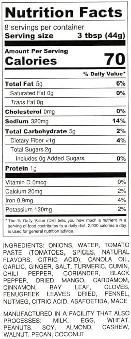 Bebe’s All Natural Vegan Tikka Masala Sauce, Non-GMO, Gluten Free 12.5oz/350g, Pairs Perfectly with Tender Meats, Fresh Vegetables and Fragrant Rice, Delicious Indian Simmer Sauce Made with Natural Spices and Healthy Ingredients