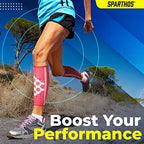 Sparthos Calf Compression Sleeves (Pair) – Leg Compression Socks for Men and Women – Shin Splint, Calves Pain Relief, Blood Circulation, Sports, Support Running Walking Cycling Yoga (Pink-L)