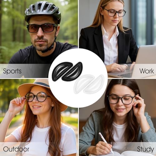 30 Pairs Eyeglass Nose Pads, Nose Pads for Glasses Noses Pad for Glass Anti Slip Noses Bridge for Glasses Adhesive Replacement for Sunglasses D-Shaped Adhesive Cushions Silicone Black White
