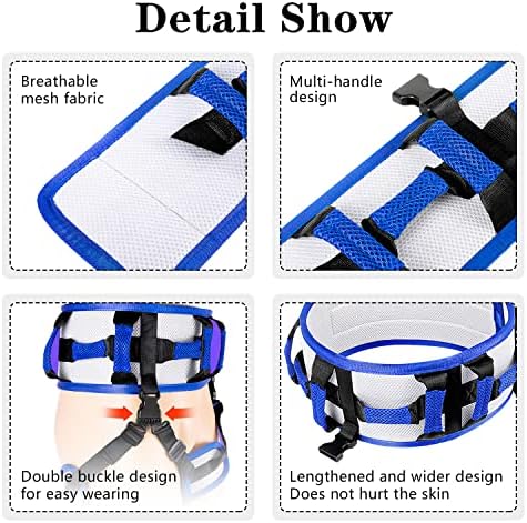 Lmaray Transfer Belt with Leg Loops and 10 Padded Handles, Medical Gait Belt Walking Assistive Device with Quick Release Metal Buckle for Elderly, Seniors and Physical Therapy - 54 Inch