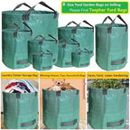 Professional 3-Pack 137 Gallon Extra Large Lawn Garden Bags (D34,H34 in) Reusable Yard Waste Bags with Gardening Gloves for Big Leaf Bag,Lawn Weeds,Grass Clippings Bag,Yard Debris Containers 4 Handles
