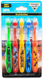 Monster Jam Toothbrush Set - Bundle with 5 Toothbrushes Featuring Trucks Plus Stickers, More | Mosnter Jam Oral Hygiene Kit for Kids and Toddlers