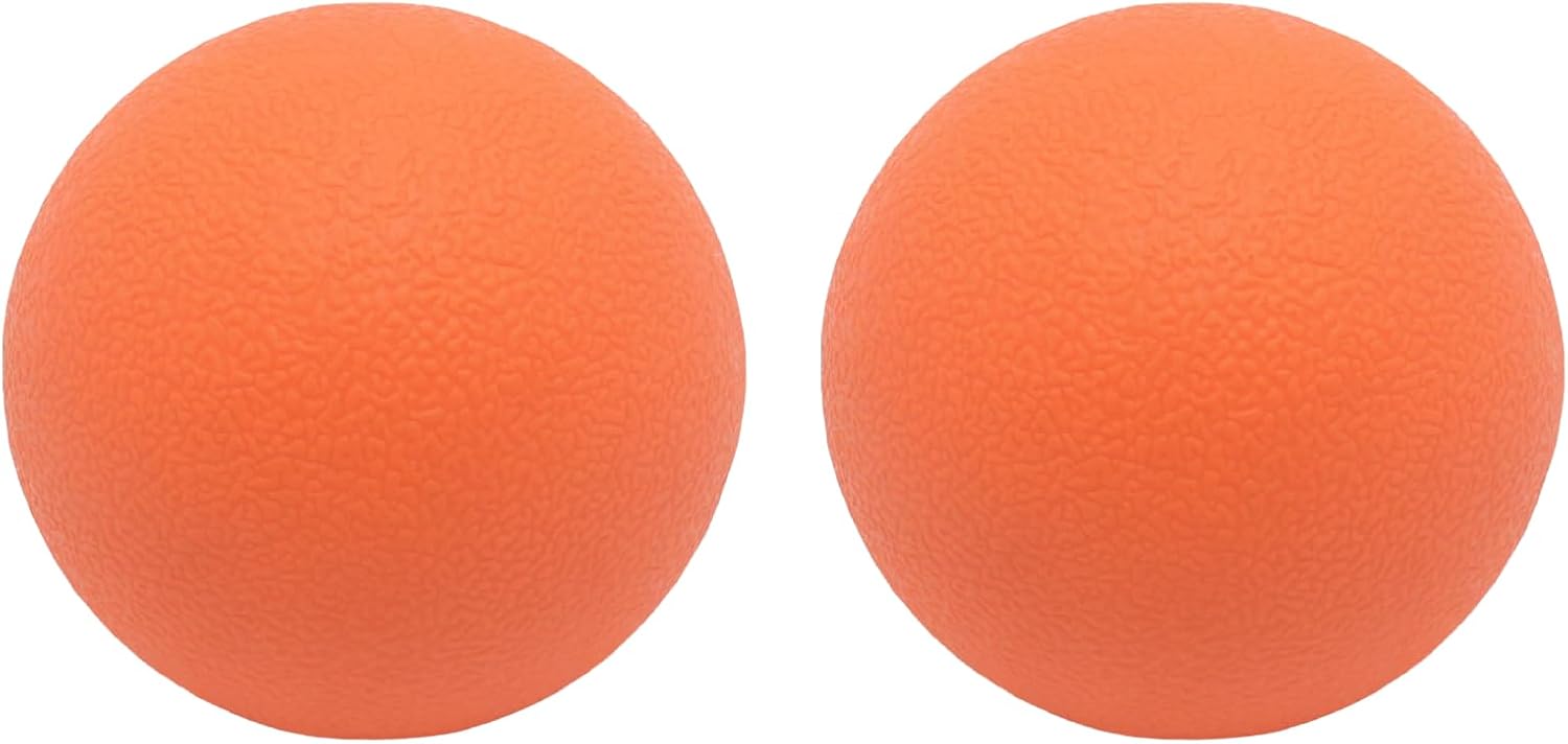 Small Hard Massage Ball 2 Pack. Lacrosse Ball Size Fascia Balls for Trigger Point Deep Tissue Myofascial Release Muscle Relax Plantar Fasciitis Relief Physiotherapy Yoga Pilates (Orange)