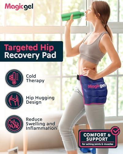 Magic Gel Hip Ice Pack Wrap - Reusable Cold Pack for Hip Bursitis, Hip Replacement Surgery and Hip Flexor Pain. Hip ice wrap for Inflammation, Swelling and Hip Pain Relief