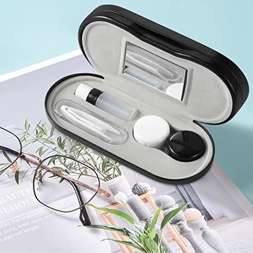 AITIME 2 in 1 Double Sided Portable Contact Lens and Eyeglasses Case - Marbling, Multifunction, Durable, Compact, Portable Storage Kit