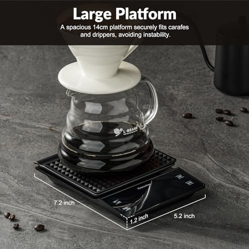 KitchenTour Coffee Scale with Timer 3kg/0.1g High Precision Pour Over Drip Espresso Scale with Back-Lit LCD Display (Batteries Included)