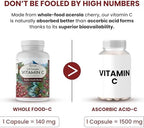OPTIVIDA Health Acerola Cherry Capsules (60 Days Supply) – Plant-Based Vitamin C for Immune Support – Enhances Absorption – Supports Skin, Joints & Immune Health – GMP Certified