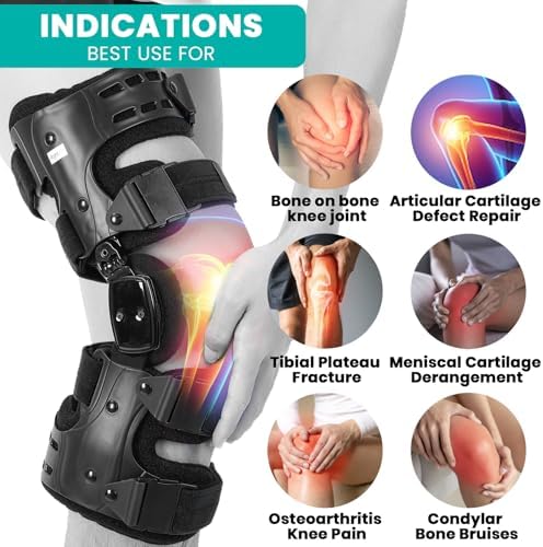 OA Knee Brace for Arthritis Pain Relief, Unloader Knee Brace for Medial & Lateral Compartment Osteoarthritis, Bone on Bone Knee Joint Pain, Degeneration Knees Support (Right)