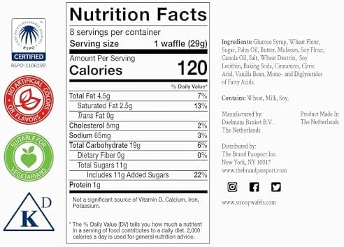 DAELMANS Caramel Stroopwafels - Authentic Soft Toasted Dutch Waffles, Cinnamon, Bourbon Vanilla, Certified Kosher Dairy - 8.11 Ounce (Pack of 1)